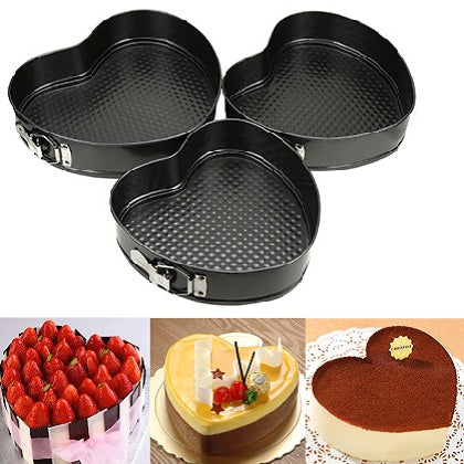 Heart Cake Mold Non Stick 3Pcs Set Removable Base Bake House The Baking Treasure