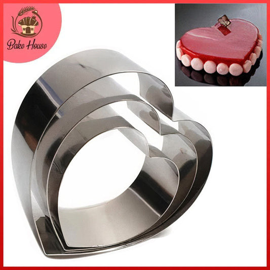 Heart Cake Ring 3 Pcs Set Stainless Steel