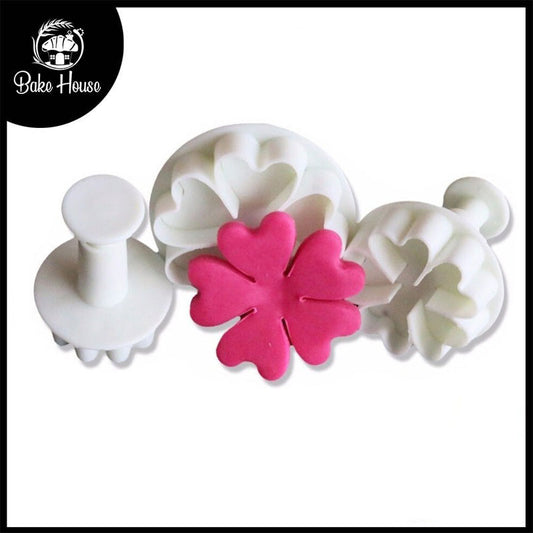 Heart Flower Fondant Plunger Cutter 3Pcs Set Plastic