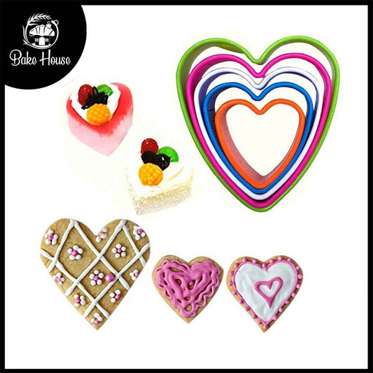 Heart Shape Colorful Cookie Cutter 5Pcs Set Plastic