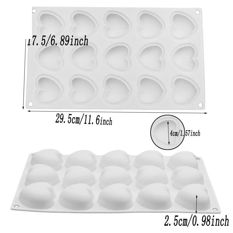 Heart Shape Silicone Dessert Mold 15 Cavity