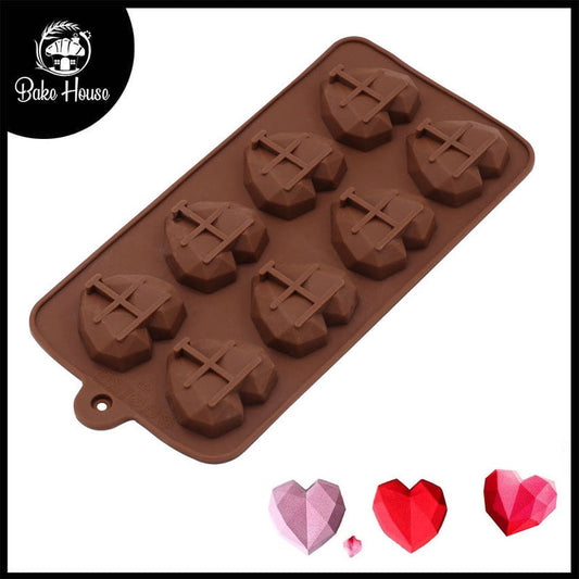 Diamond Heart Silicone Chocolate Mold 8 Cavity