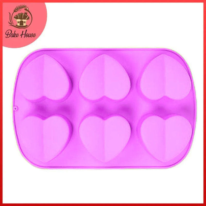 Heart Shape Silicone Soap & Baking Mold 6 Cavity