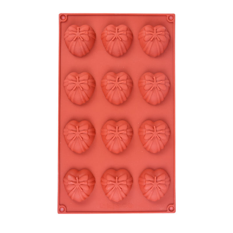 Heart With Bow Silicone Chocolate & Candy Mold 12 Cavity