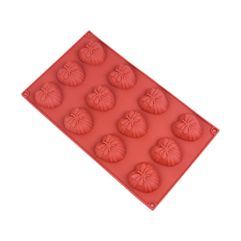 Heart With Bow Silicone Chocolate & Candy Mold 12 Cavity
