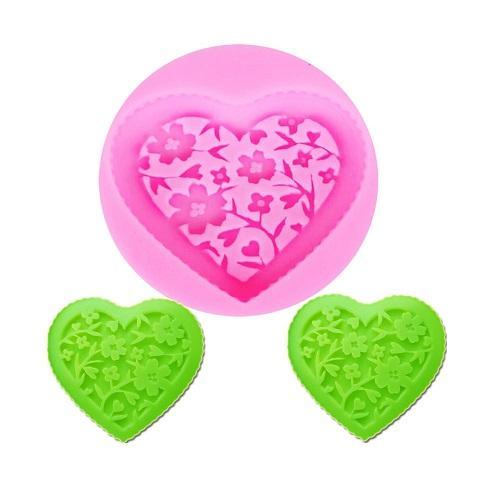 Heart With Flowers Silicone Fondant & Chocolate Mold
