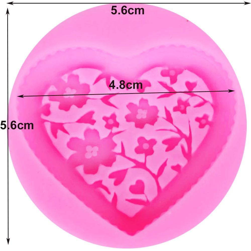 Heart With Flowers Silicone Fondant & Chocolate Mold