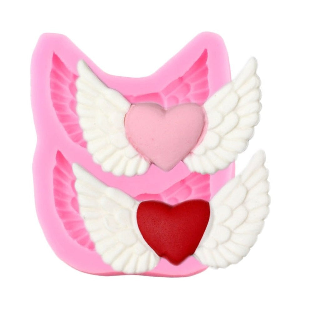 Heart With Wings Silicone Fondant Mold 2 Cavity