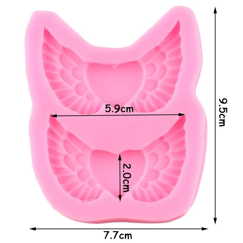 Heart With Wings Silicone Fondant Mold 2 Cavity