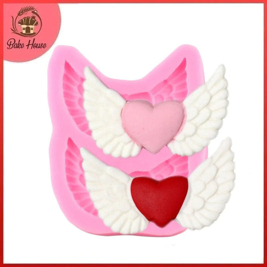 Heart With Wings Silicone Fondant Mold 2 Cavity