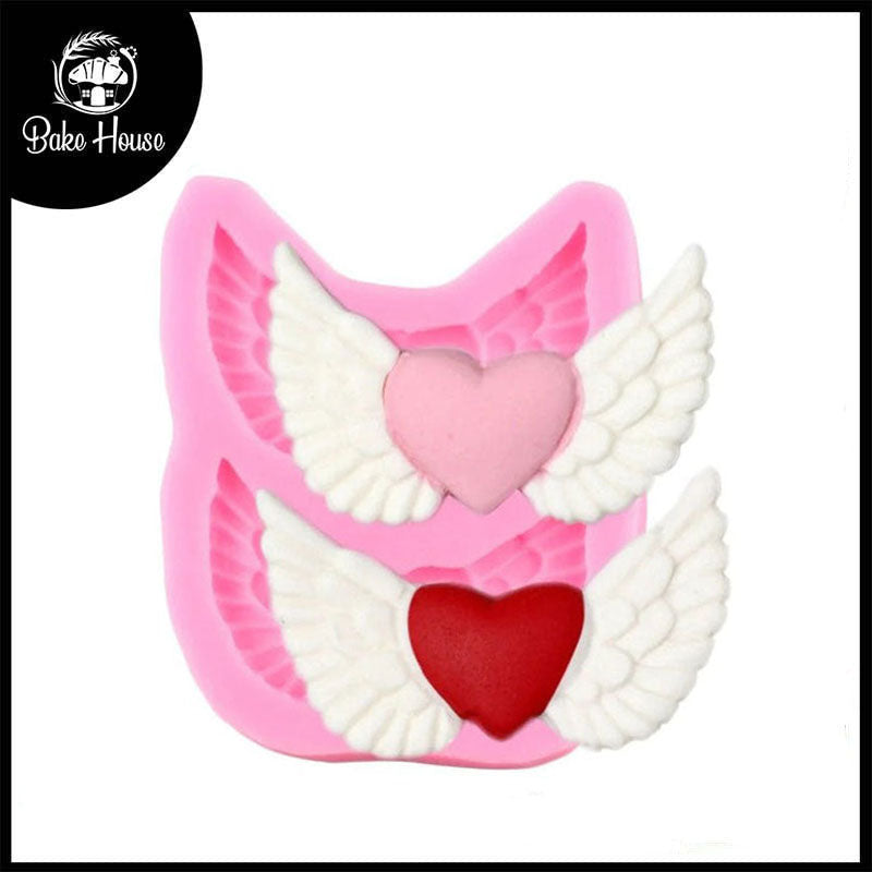 Heart With Wings Silicone Fondant Mold 2 Cavity