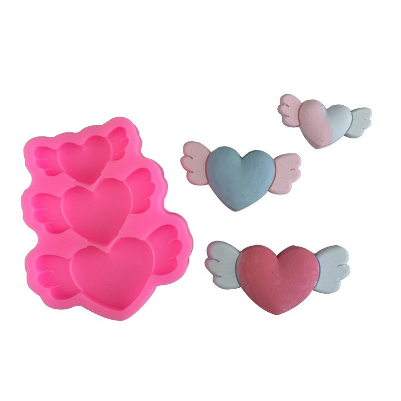 Heart With Wings Silicone Fondant Mold 3 Cavity