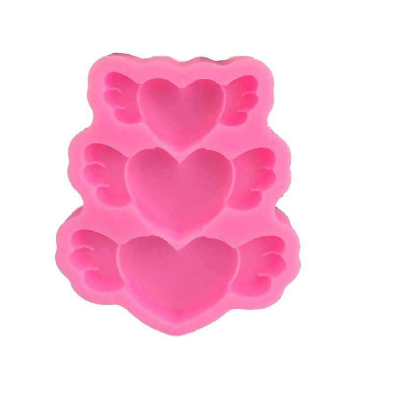 Heart With Wings Silicone Fondant Mold 3 Cavity