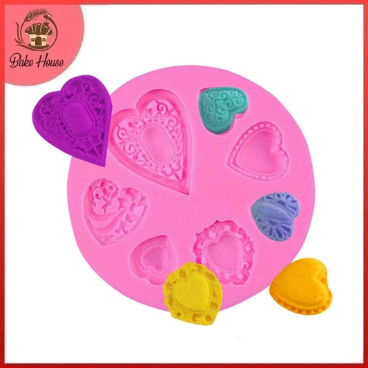 Hearts Silicone Fondant Mold 7 Cavity