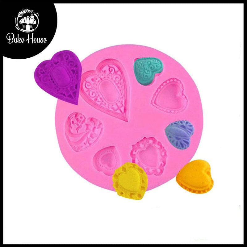 Hearts Silicone Fondant Mold 7 Cavity