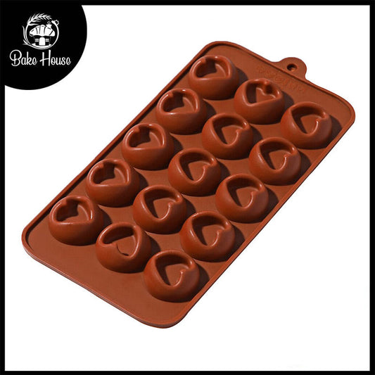 Hearts in Circles Design Silicone Chocolate Mold 15 Cavity