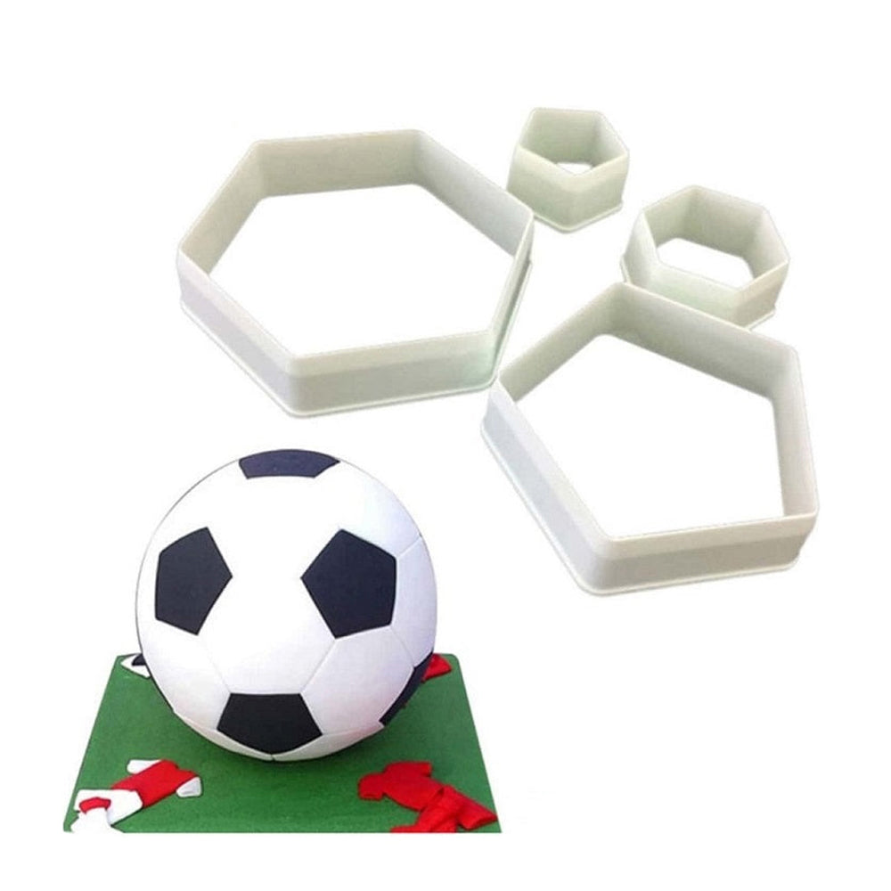 Hexagon Football Fondant & Cookie Cutter 4Pcs Set Plastic