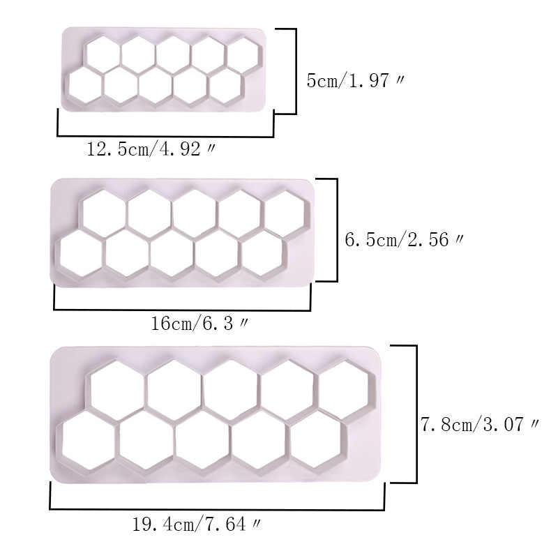 Hexagon Geometric Fondant Cake Multi Cutter 3Pcs Set