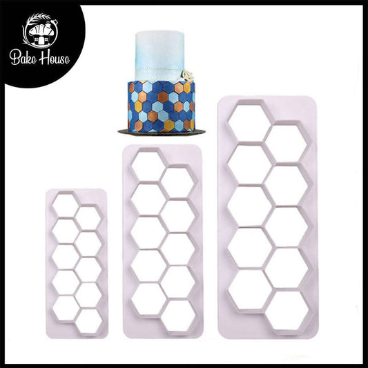 Hexagon Geometric Fondant Cake Multi Cutter 3Pcs Set