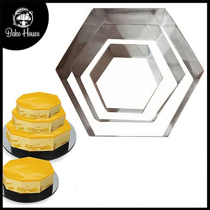 Hexagon Shape Cake Baking Tool Stainless Steel 3Pcs Set