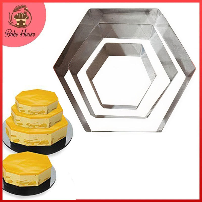 Hexagon Shape Cake Baking Tool Stainless Steel 3Pcs Set