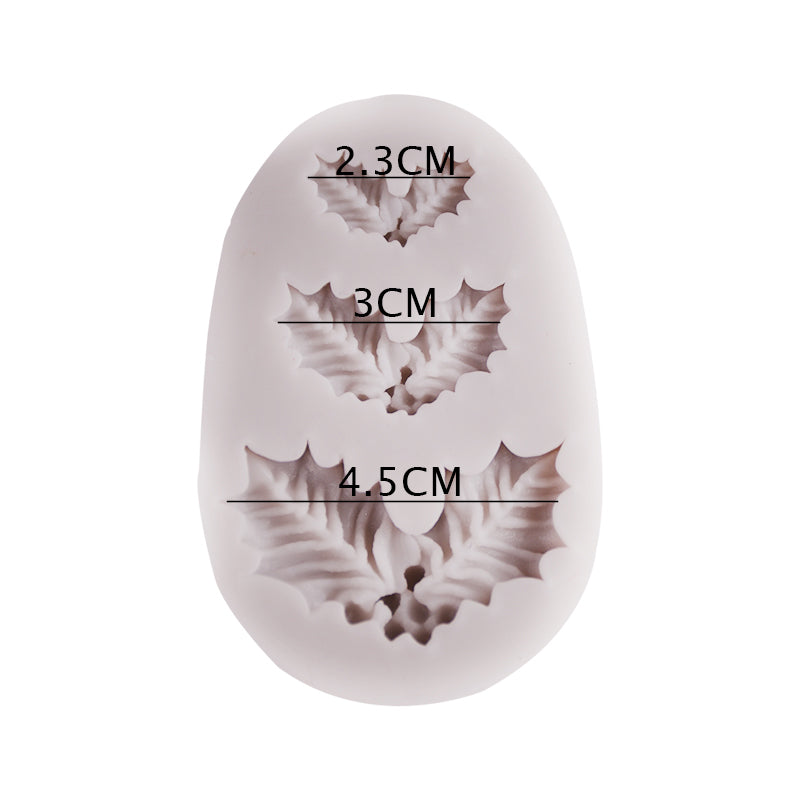 Holly Leaf Silicone Fondant Mold 3 Cavity