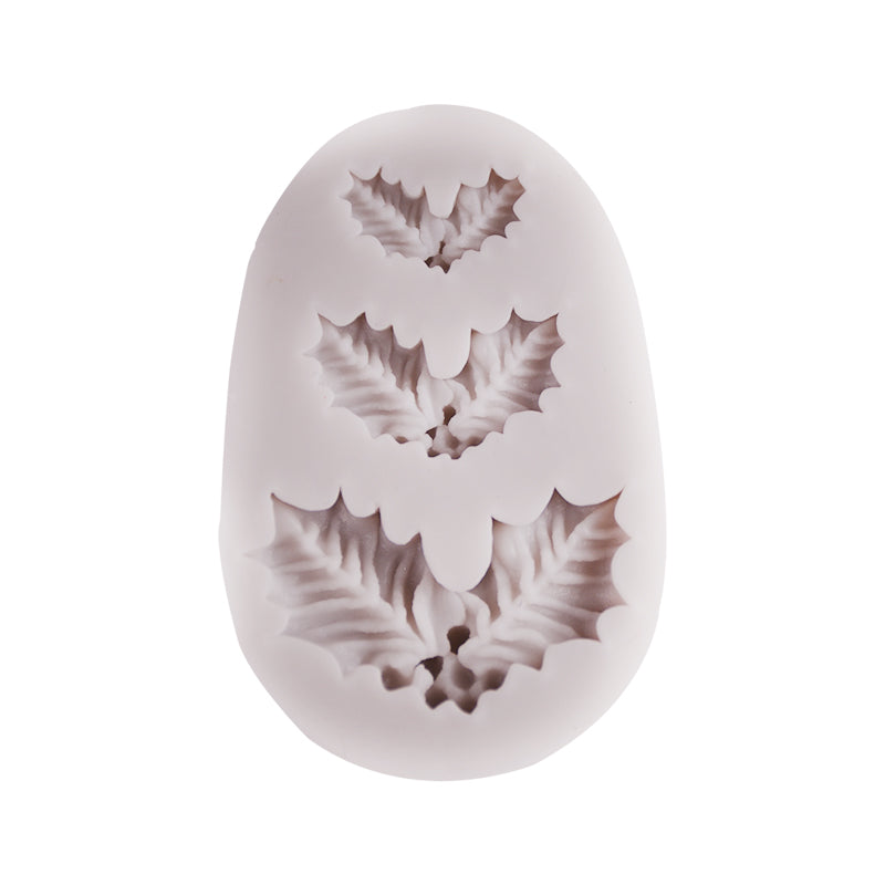 Holly Leaf Silicone Fondant Mold 3 Cavity