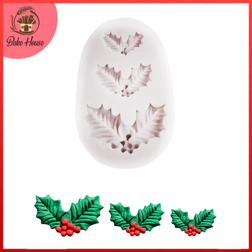 Holly Leaf Silicone Fondant Mold 3 Cavity