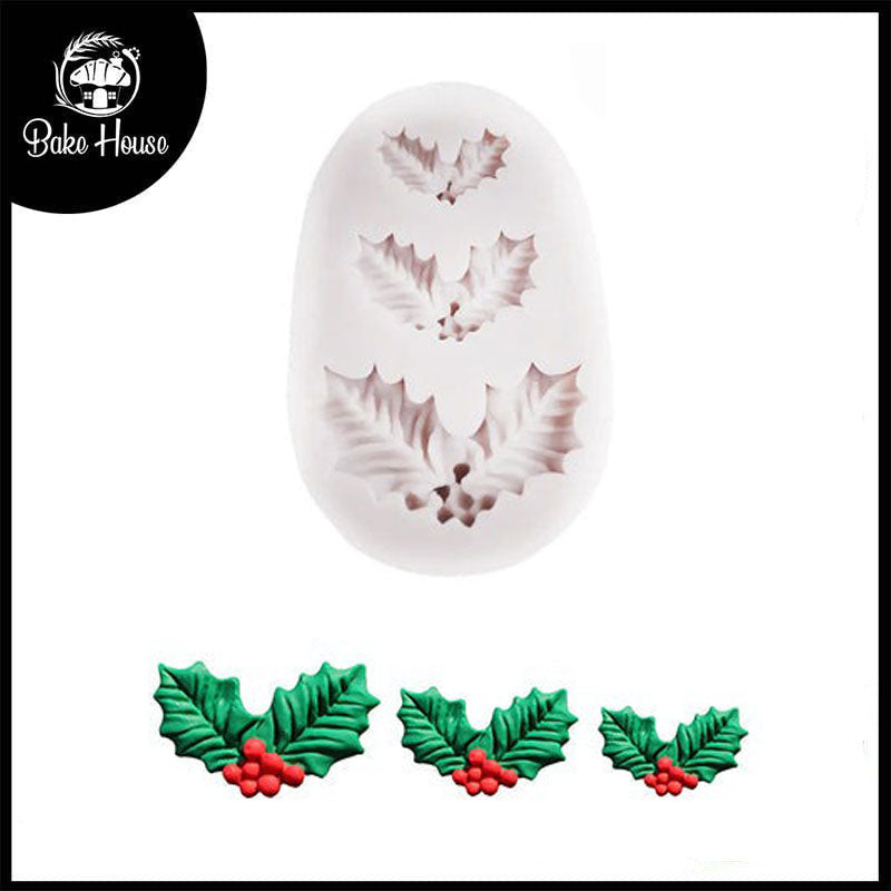 Holly Leaf Silicone Fondant Mold 3 Cavity