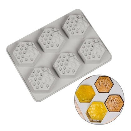 Honey Bee Hexagon Shape Silicone Mold 6 Cavity