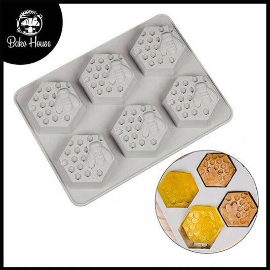 Honey Bee Hexagon Shape Silicone Mold 6 Cavity