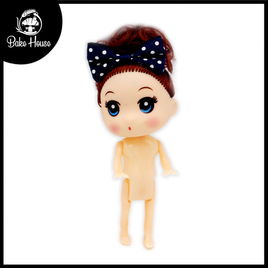Doll Cake Topper Plastic Small With Dark Brown Hair
