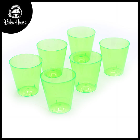 Green Round Short Glass 6 Pcs Set