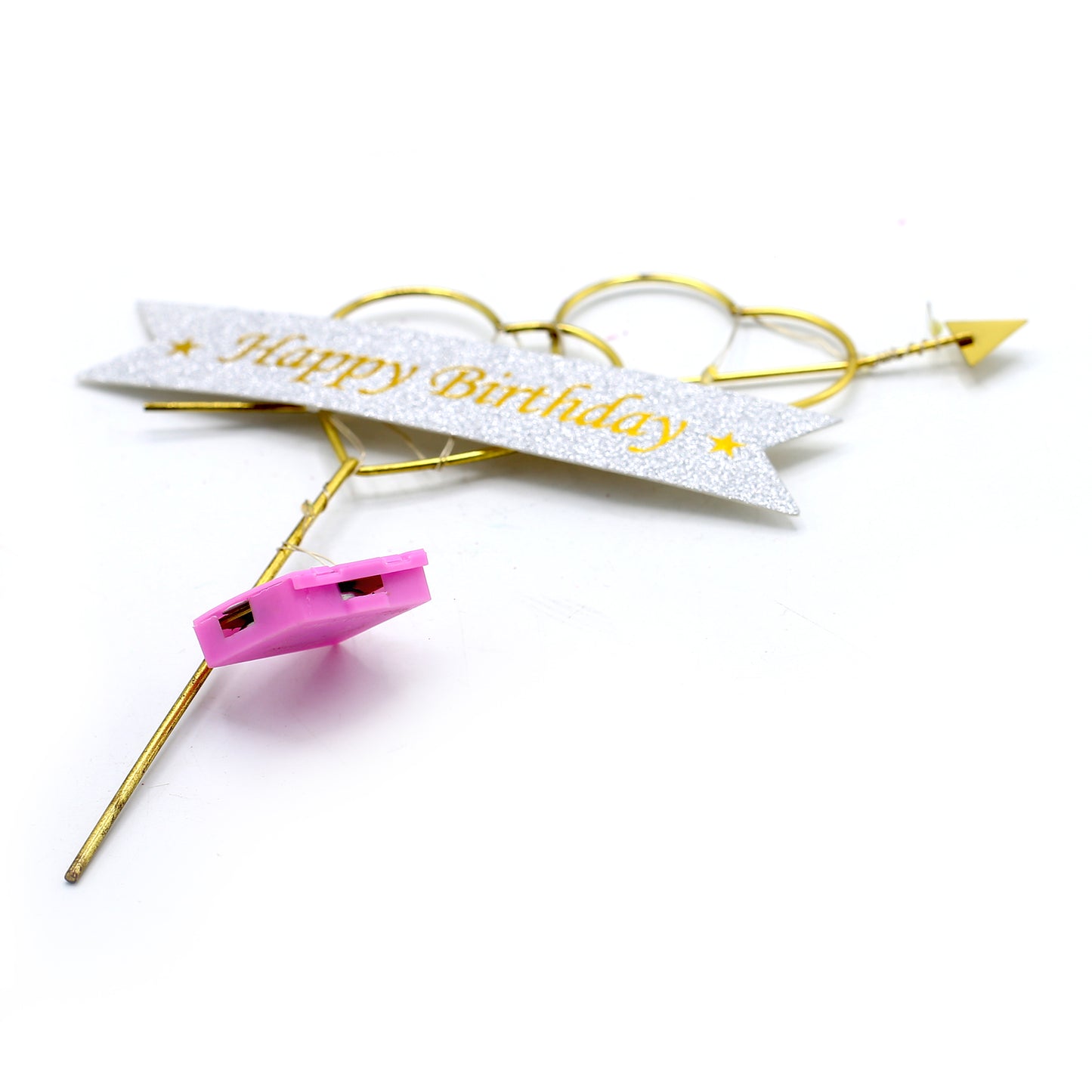 Happy Birthday Double Heart Cake Topper With Lights