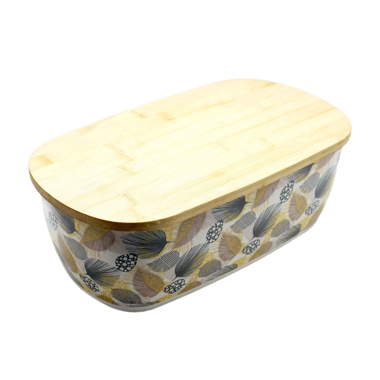 Bamboo Fibre Leave Pattern Box With Lid 4Pcs Set