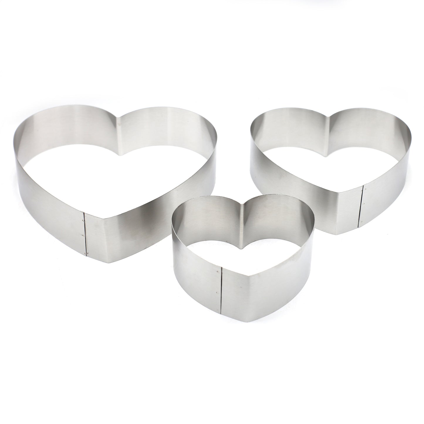 Heart Cake Cutting Ring Stainless Steel Large 3Pcs Set
