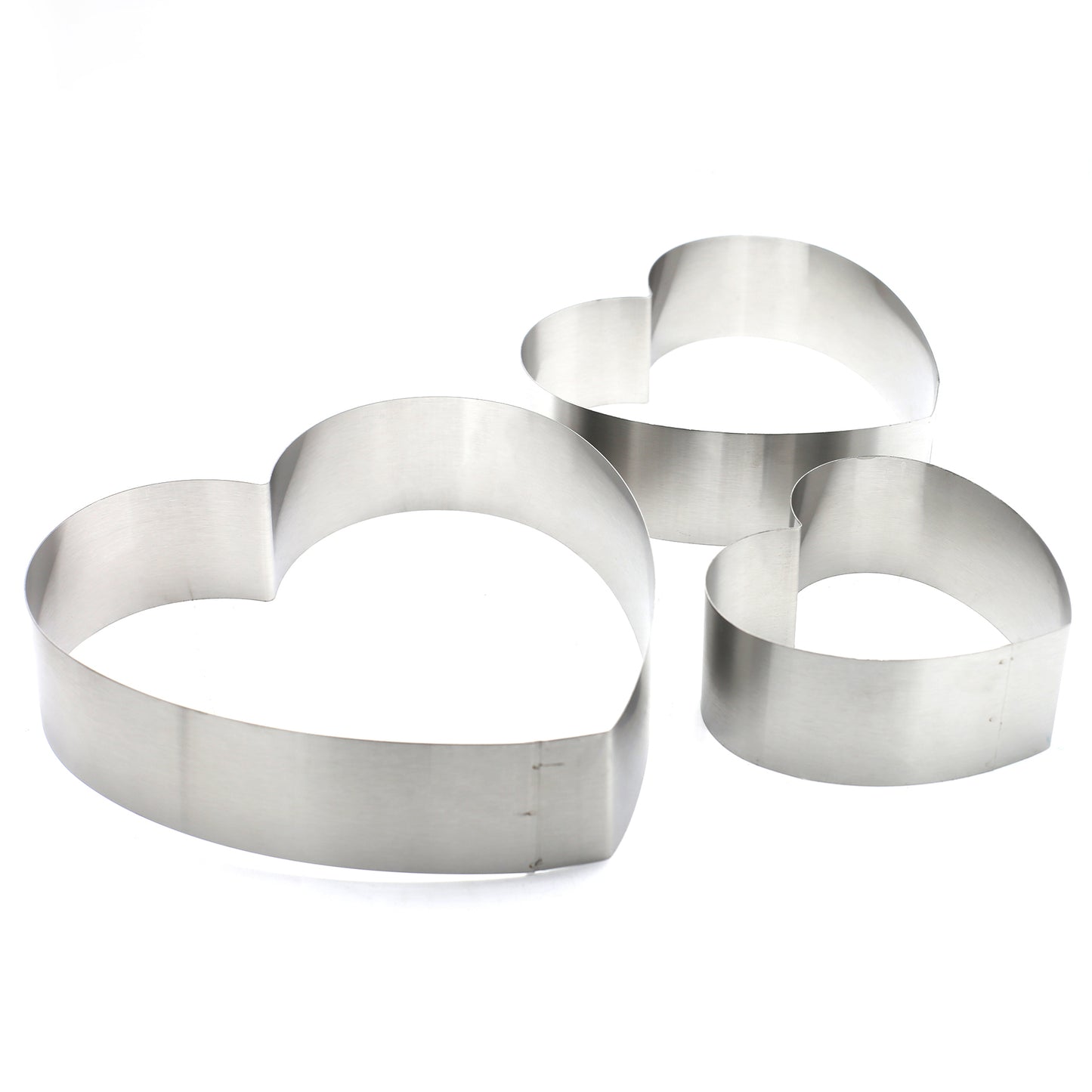 Heart Cake Cutting Ring Stainless Steel Large 3Pcs Set