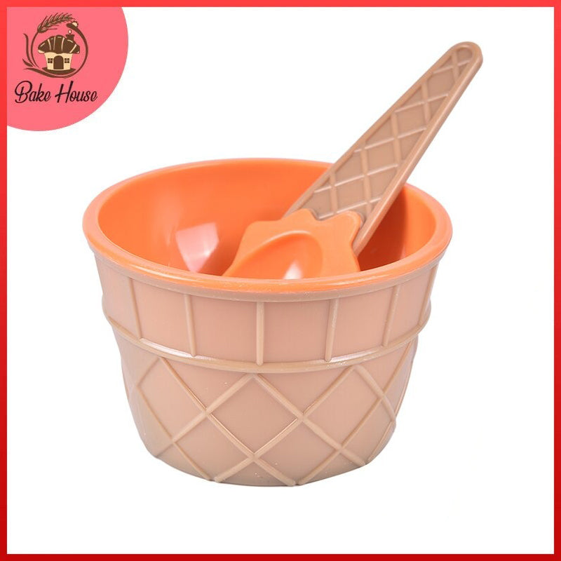 Ice Cream Cup With Spoon Plastic