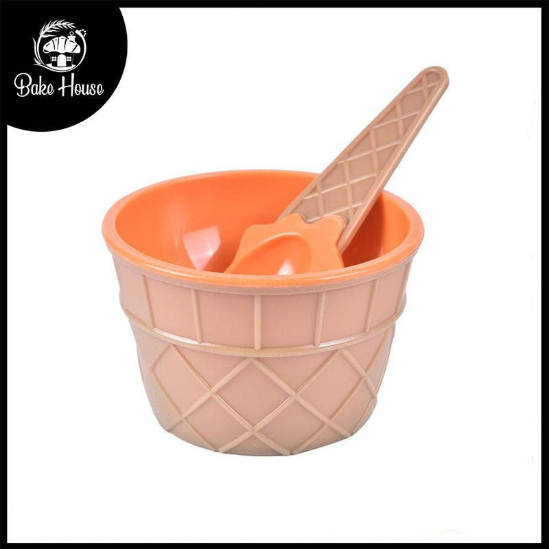 Ice Cream Cup With Spoon Plastic