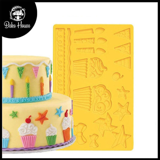 Ice Cream Party Theme Silicone Fondant Mold Sheet