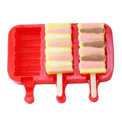 Ice Cream Popsicle Mold Silicone 3 Cavity