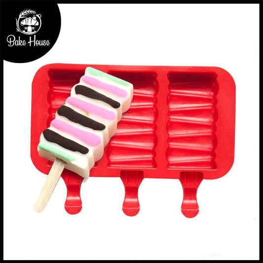 Ice Cream Popsicle Mold Silicone 3 Cavity