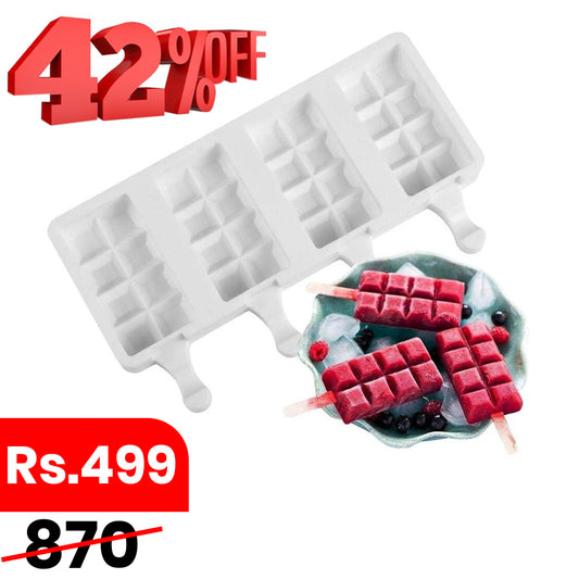Ice Cube Design Silicone Popsicle Mold 4 Cavity Large