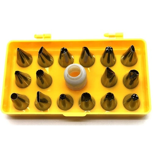 Icing Nozzles Steel 16Pcs Set With Coupler & Plastic Box