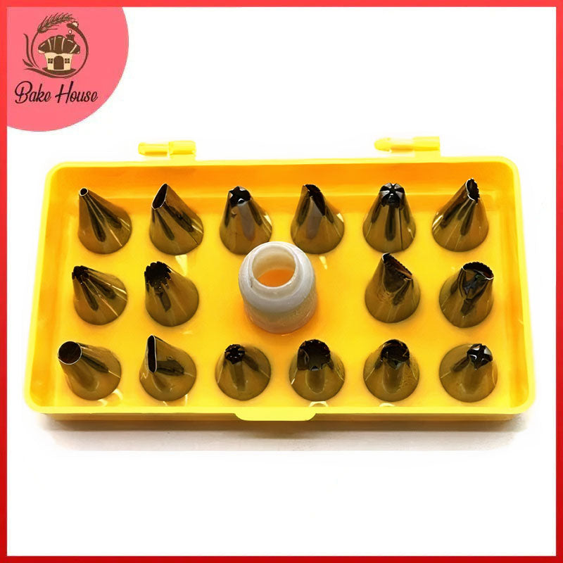 Icing Nozzles Steel 16Pcs Set With Coupler & Plastic Box