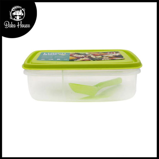 JCJ Rectangle 2 Compartment Lunch box With Spoon 800ml