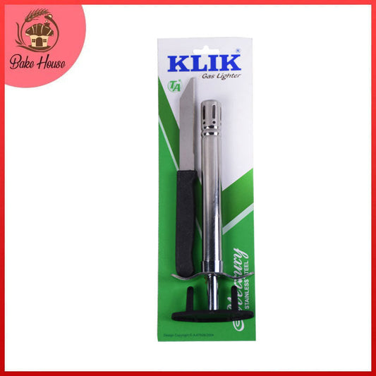 (KLIK) Sparkle Gas Lighter Stainless Steel with Knife