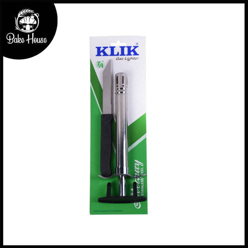 (KLIK) Sparkle Gas Lighter Stainless Steel with Knife