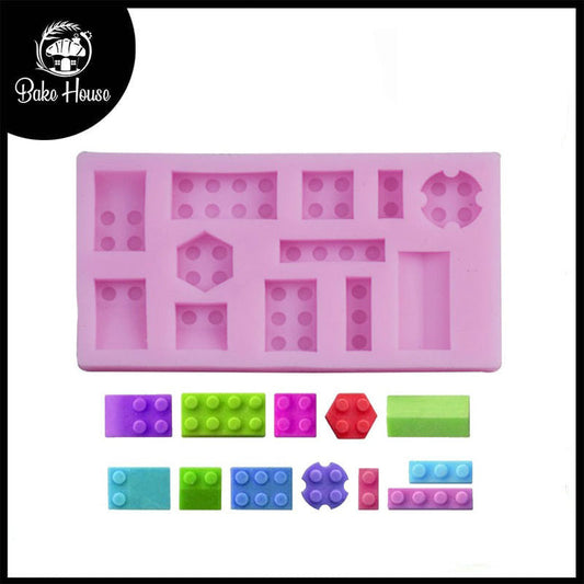 Kids Building Blocks Theme Silicone Fondant Mold 12 Cavity