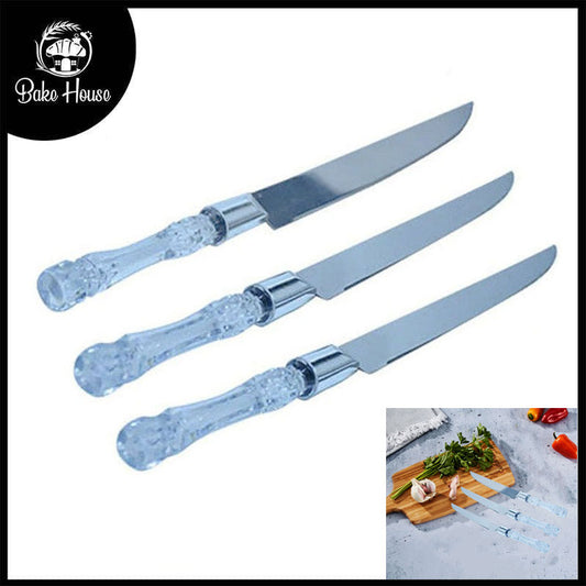 Kitchen Knife Steel With Acrylic Handle 3Pcs Set